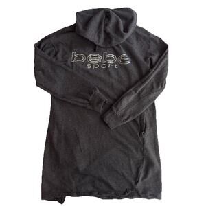 Bebe Sport | Women's Y2K vintage Charcoal Gray Sequined Hoodie Dress Size Large